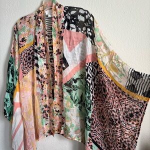 Anthropologie Boho Colorful Patterned Kimono, Light/Flowy, One Size